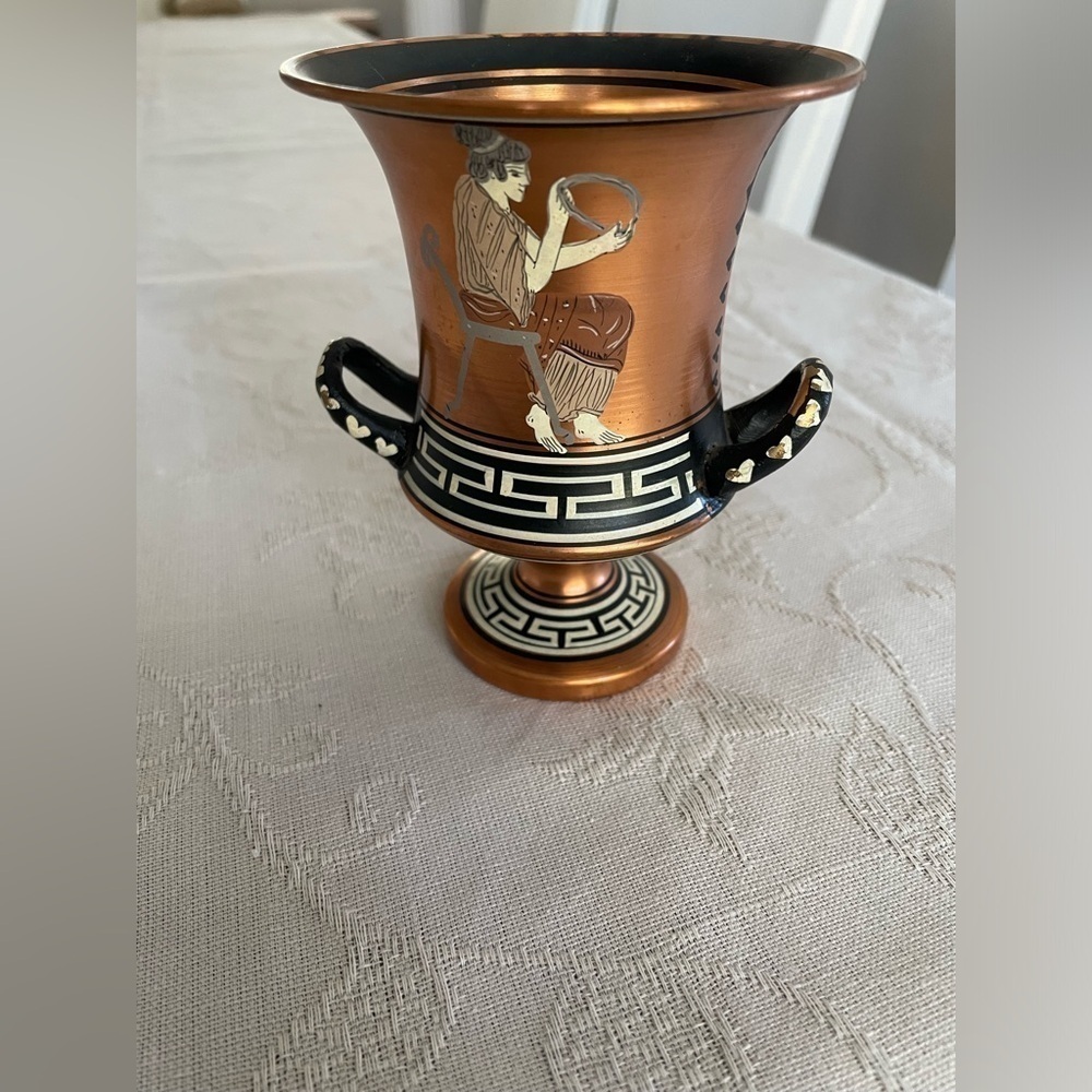 Vintage Hand Made, painted Egyptian Copper Cop or Vase